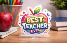 Listing image for Best Teacher Ever Acrylic Desk Sign, Gift, Decor