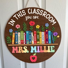 Listing image for Custom Classroom Door Sign, Classroom Decor, Teacher Wooden Door Sign, Classroom