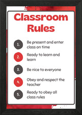 Listing image for classroom rules Framed Wall Art Poster Canvas Print Picture