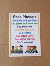 Listing image for Good Manners, Laminated Poster, Nursery, Schools, Classrooms,Teachers, Education