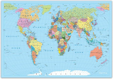 Listing image for Faithful Prints World Map Poster Atlas Print Geography Educational Classroom Cha