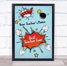 Listing image for The Best Teacher Ever Pop Art Personalised Wall Art Print