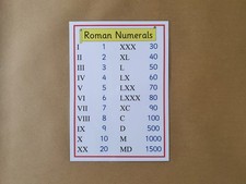 Listing image for Roman Numerals A4 poster, Year 4, KS2, Numeracy, Teaching Resource, Educational